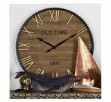 Brown Wood Farmhouse Vintage Wall Clock - 36" x 3" x 36"