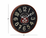 Round Rustic Black/Mahogany Brown/White/Red Wall Clock