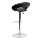 Black Faux Leather Swivel Seat Adjustable Barstool Set of 2