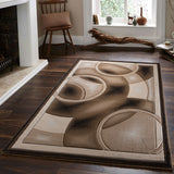 Geometric Modern Beige Circles Rug