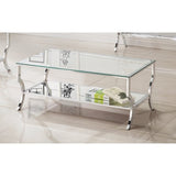 Rectangular Coffee Table with Mirrored Shelf Chrome