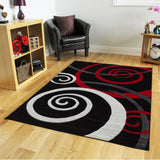 Modern Black and Red Abstract Rug