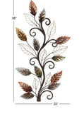 Metal Art - Multi Colored Traditional Leaves Wall Decor - 1" x 20" x 36"