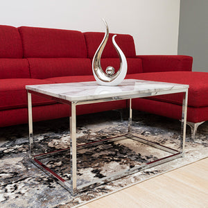 Marble Finish Coffee Table with Chrome Base