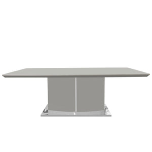 Rectangular Dining Table Grey and White High Gloss and Stainless Steel Base