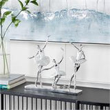 14" Silver And White Finished Polystone Ballet Dancers Sculpture - Home Decor