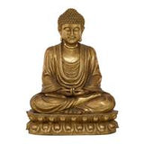 Gold Polystone Eclectic Buddha Sculpture, 12" x 9" x 16" - Home Decor