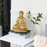 Gold Polystone Eclectic Buddha Sculpture, 9" x 7" x 12" - Home Decor