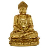 Gold Polystone Eclectic Buddha Sculpture, 9" x 7" x 12" - Home Decor