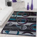 Geometric Modern Purple Circle Rug