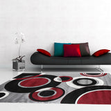 Geometric Modern Red Circles Rug