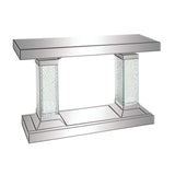 42" Wood and Glass Glam Console Table