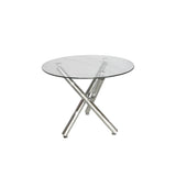 Round Dining Table with Clear Glass Top