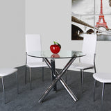 Round Dining Table with Clear Glass Top