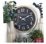 Round Rustic Black/Mahogany Brown/White/Red Wall Clock