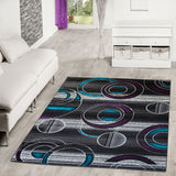 Geometric Modern Purple Circle Rug