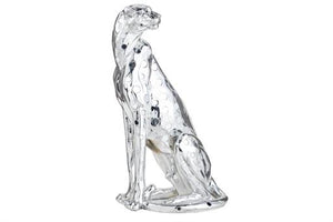 Silver Polystone Eclectic Leopard Sculpture, 13" x 10" x 23" - Home Decor