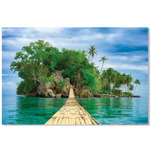 Tempered Glass Art - Tropical Island Bridge Wall Art Decor