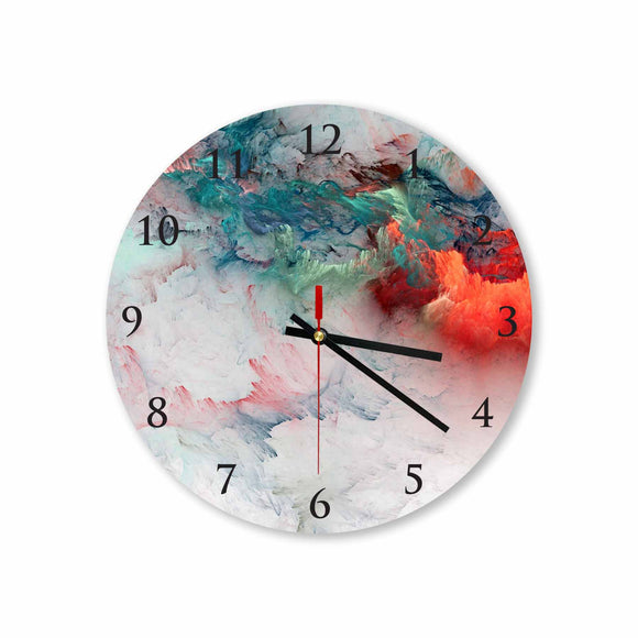 Blue-Red Clouds Abstract Round Acrylic Wall Clock