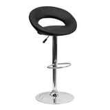 Black Faux Leather Swivel Seat Adjustable Barstool Set of 2