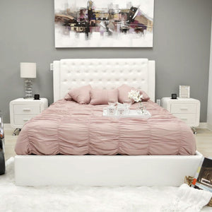 White Queen Platform Furniture Bed