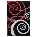 Modern Black and Red Abstract Rug