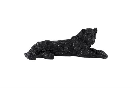 Black Polystone Glam Leopard Sculpture, 26