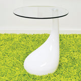 White Tear Drop End Table