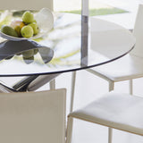 Round Dining Table with Clear Glass Top