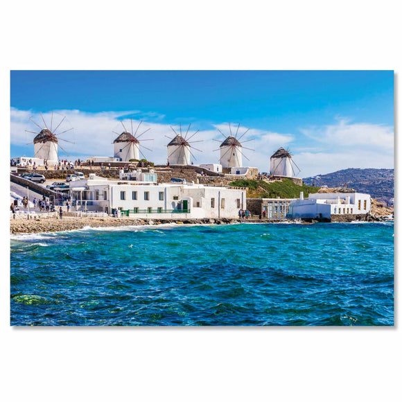 Tempered Glass Art - Windmills in Greece Wall Art Decor