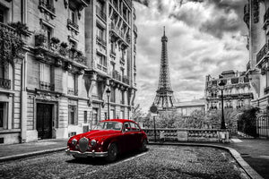 Tempered Glass Art - Paris Red Car Wall Art Decor