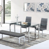 Rectangular Dining Table with Chrome Base and Clear Top