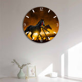 Three Horses with Gold Background Round/Square Acrylic Wall Clock