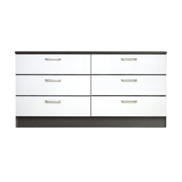 White & Grey Wood Veneer - 6 Drawers Dresser