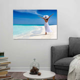 Tempered Glass Art - Women in the Beach Fine Wall Art Decor