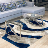 Tempered Glass Coffee table With Chrome Base