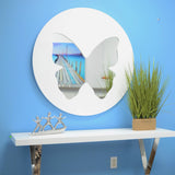 Modern Mirror with Butterfly Design 39 inch Diameter