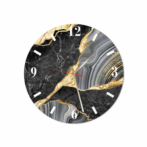 Black-Gold Marble Round/Square Acrylic Wall Clock