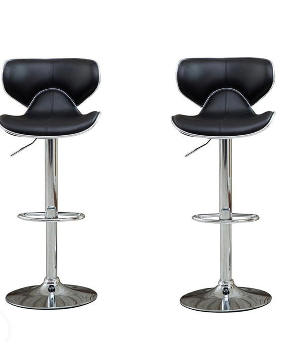 Black Leatherette Swivel Seat Adjustable Barstool Set of 2