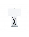 Crystal Rectangle Table Lamp - Lighting - X Shape Chrome 27 inch