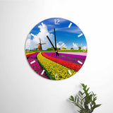 Amsterdam Tulips Fields Round/Square Acrylic Wall Clock