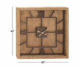 Wood & Metal Square Wall Clock