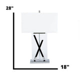 Crystal Rectangle Table Lamp - Lighting - X Shape Chrome 27 inch