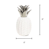 White And Silver Ceramic Pineapple Table Decor Sculpture - Home Decor