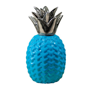 Blue And Silver Ceramic Pineapple Table Decor Sculpture - Home Decor