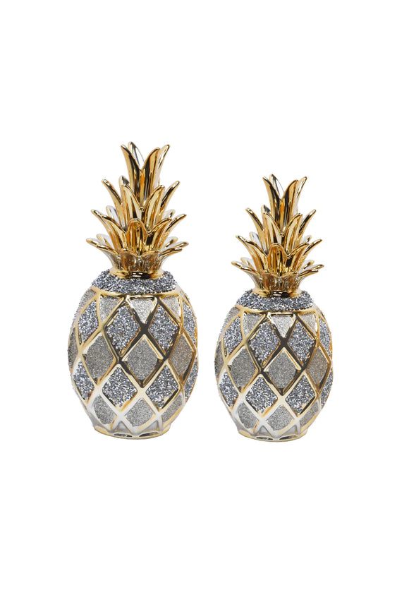 2pc Gold Diamond Pineapple Set - Home Decor