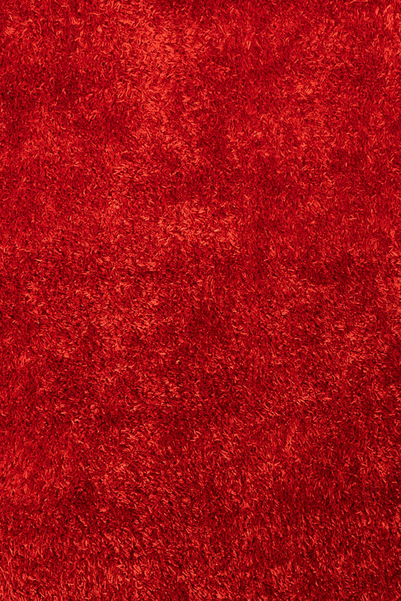 Modern Red Spaghetti Shag Area Rug