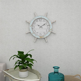 Blue Wood Coastal Nautical Wall Clock - 28" x 2" x 28"