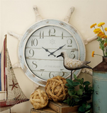 Blue Wood Coastal Nautical Wall Clock - 28" x 2" x 28"