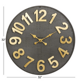 Black Metal Industrial Wall Clock - 32" x 1" x 32"